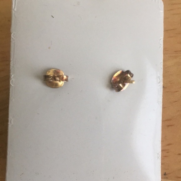 Gold Gemstone Stud Earrings - Picture 2 of 2